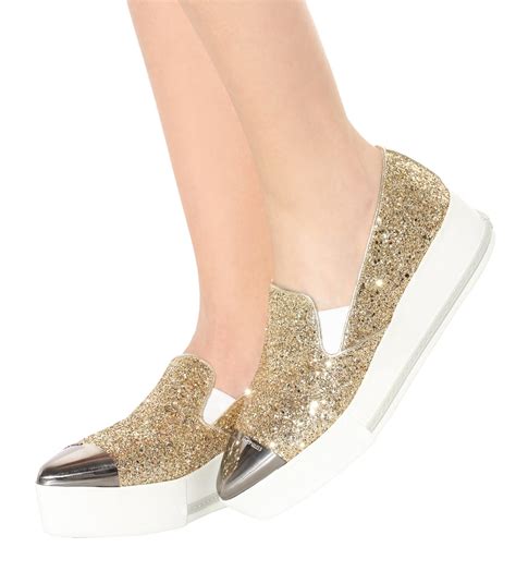 miu miu glitter platform sneakers|miu mi u shoes.